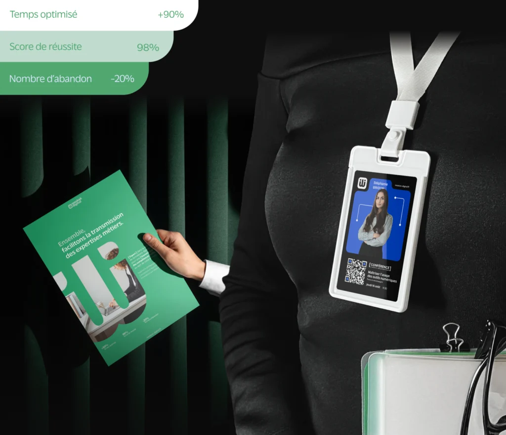 lunea studio agence graphique projet client meskan digital statistiques print badge