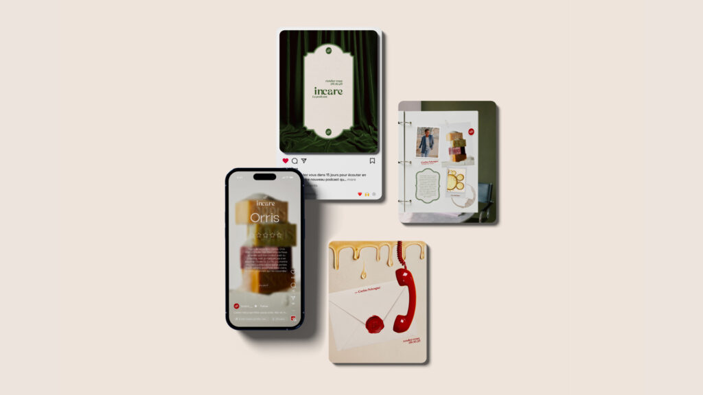 lunea studio agence graphique projet client incare prensation identite visuelle marketing cosmétique