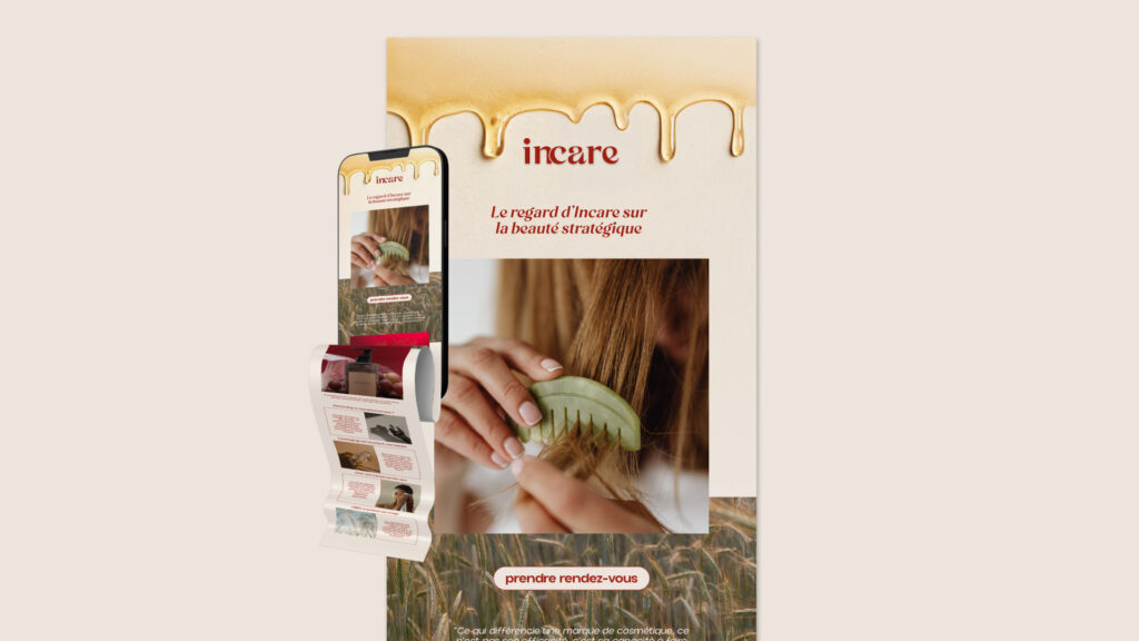 lunea studio agence graphique projet client incare prensation identite visuelle marketing cosmétique